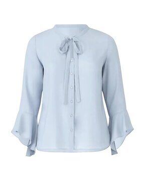 Junarose Periwinkle Blue Bell Sleeve Bow Evelina Blouse 16 US 46 EU